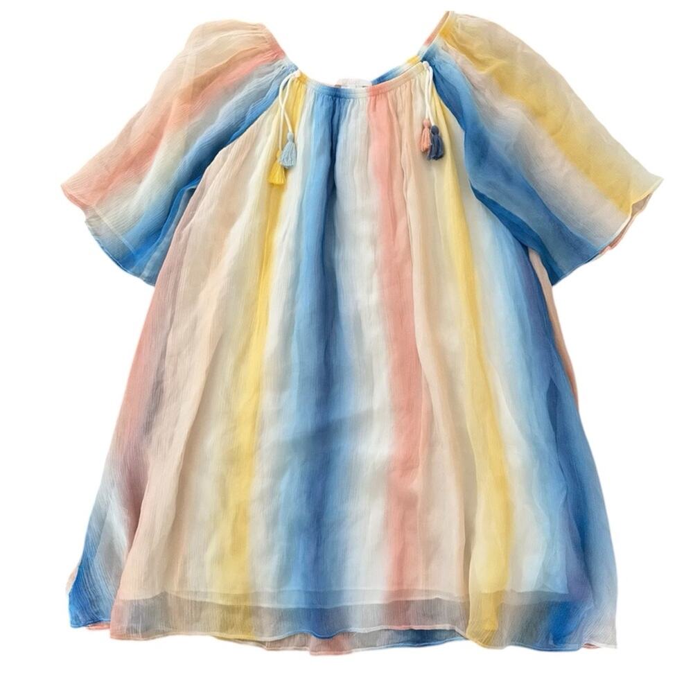 Chloé Girls Colorful Rainbow Fancy Chiffon Silk Dress (Mini-Me) Size 8